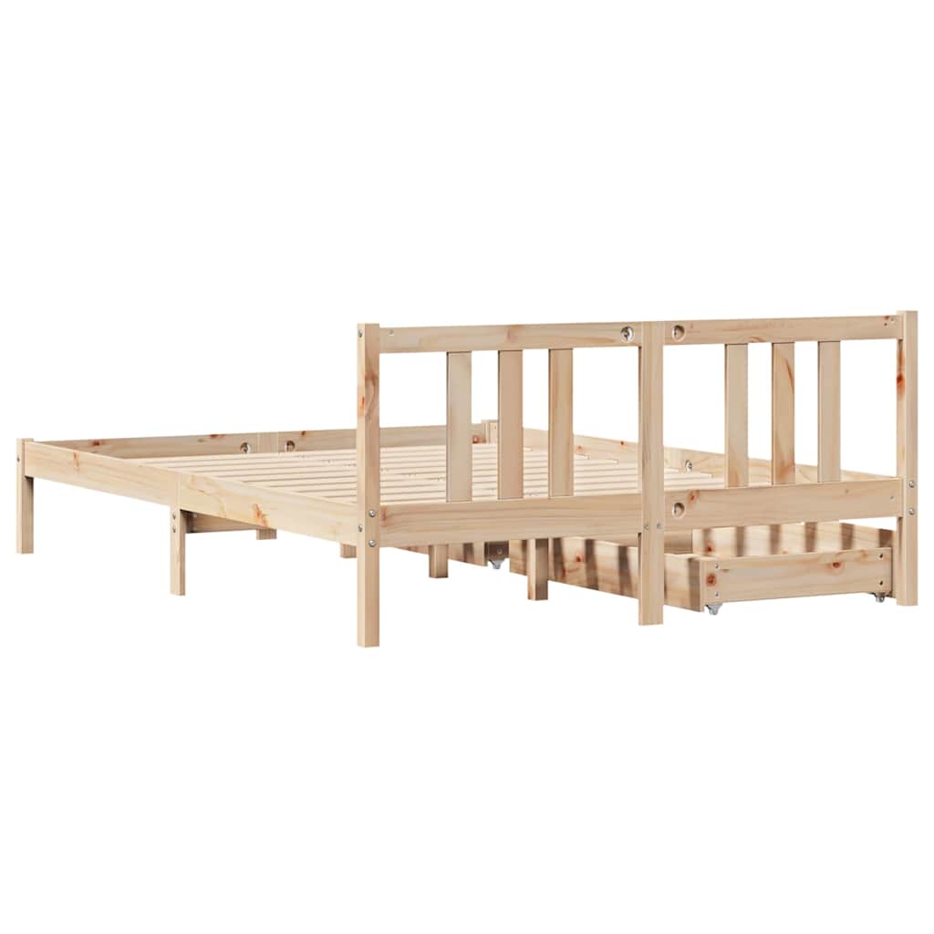 vidaXL Rama łóżka bez materaca, 135x190 cm, lite drewno sosnowe