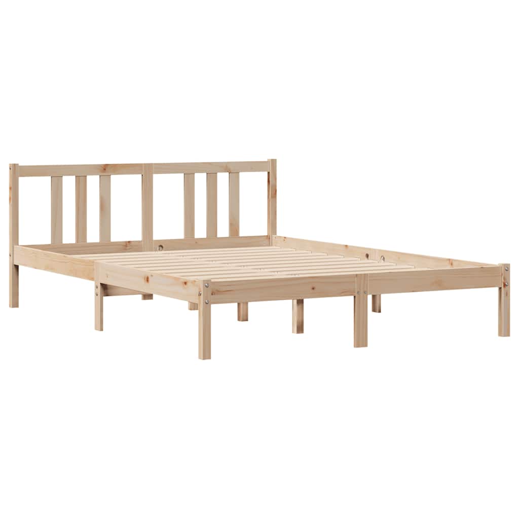 vidaXL Rama łóżka bez materaca, 135x190 cm, lite drewno sosnowe