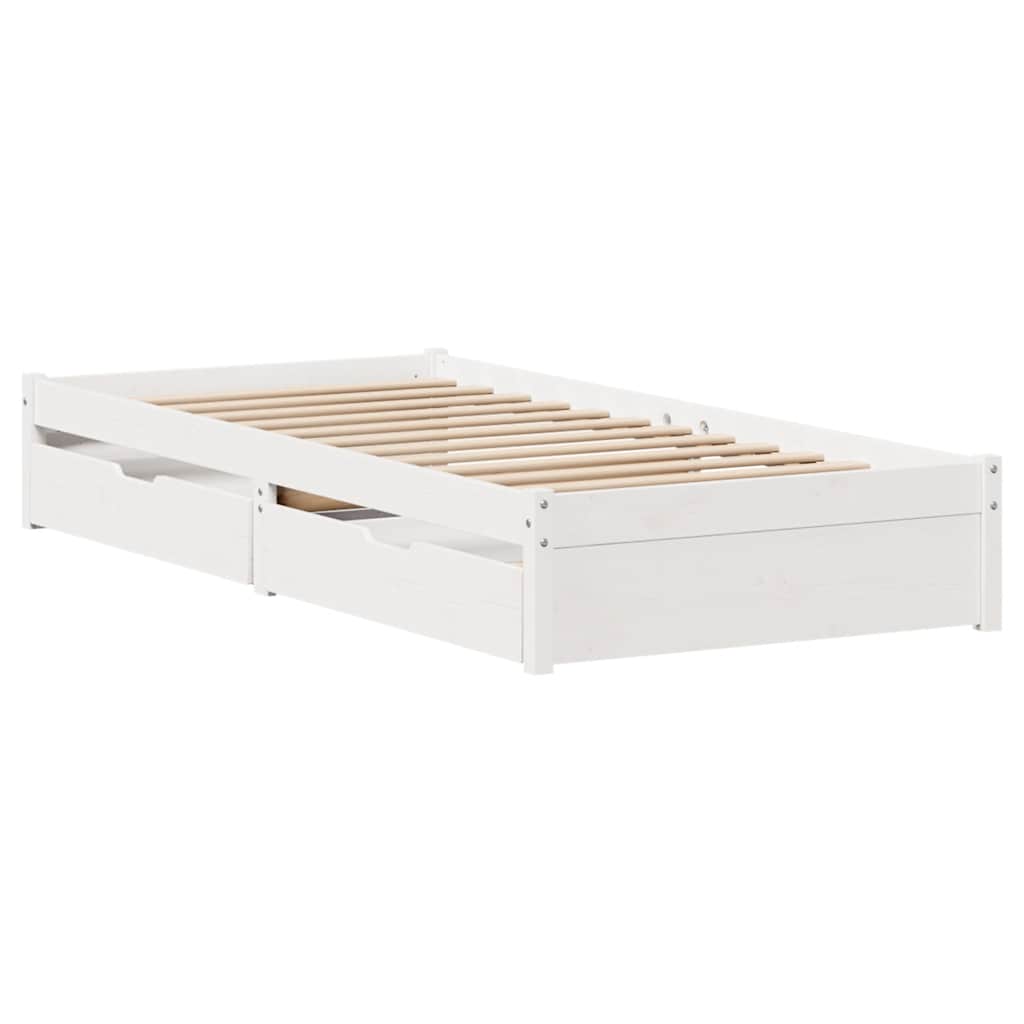 vidaXL Rama łóżka bez materaca, biała, 75x190 cm, lite drewno sosnowe