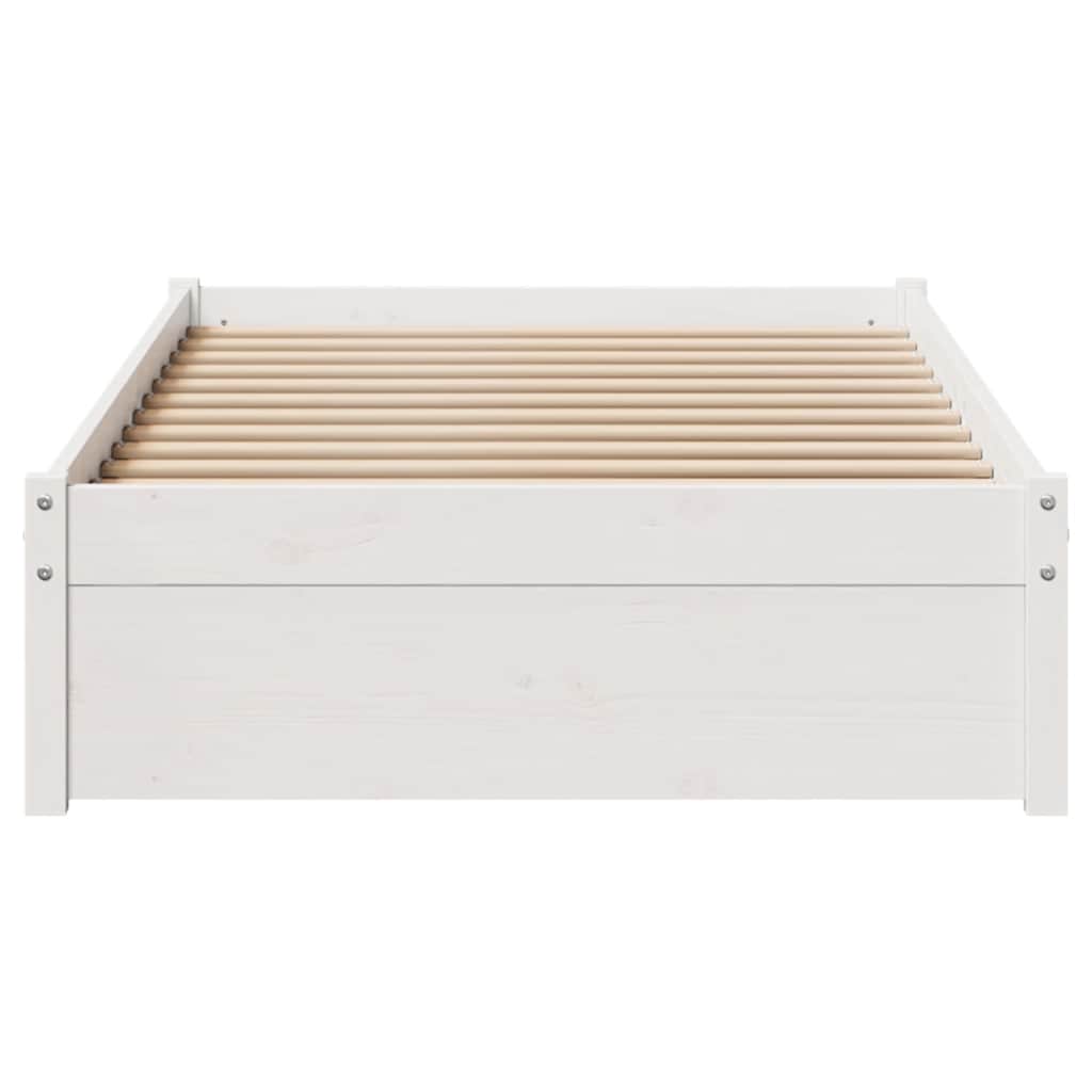 vidaXL Rama łóżka bez materaca, biała, 75x190 cm, lite drewno sosnowe