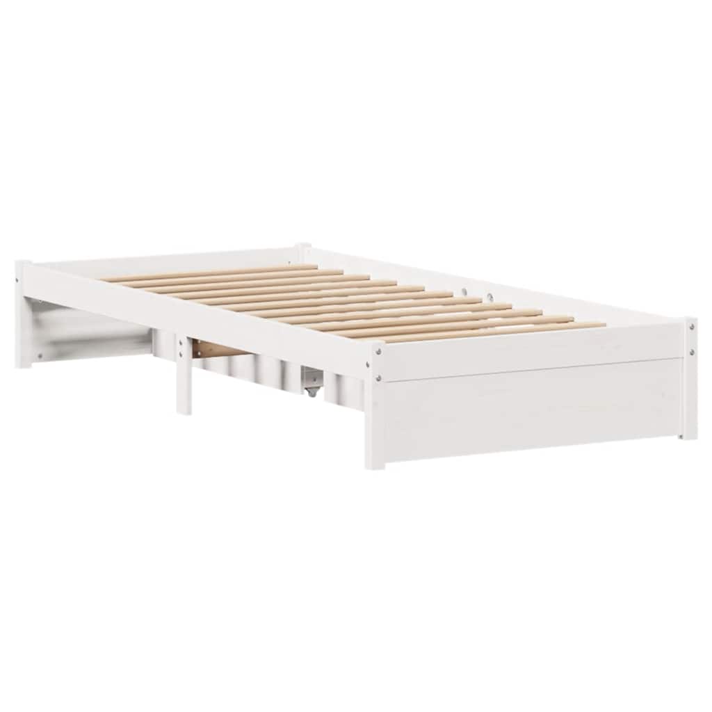 vidaXL Rama łóżka bez materaca, biała, 75x190 cm, lite drewno sosnowe