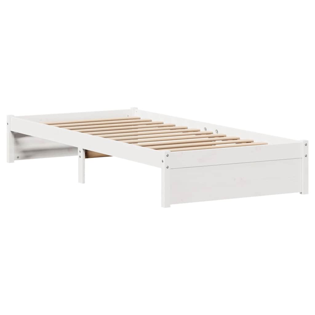vidaXL Rama łóżka bez materaca, biała, 75x190 cm, lite drewno sosnowe