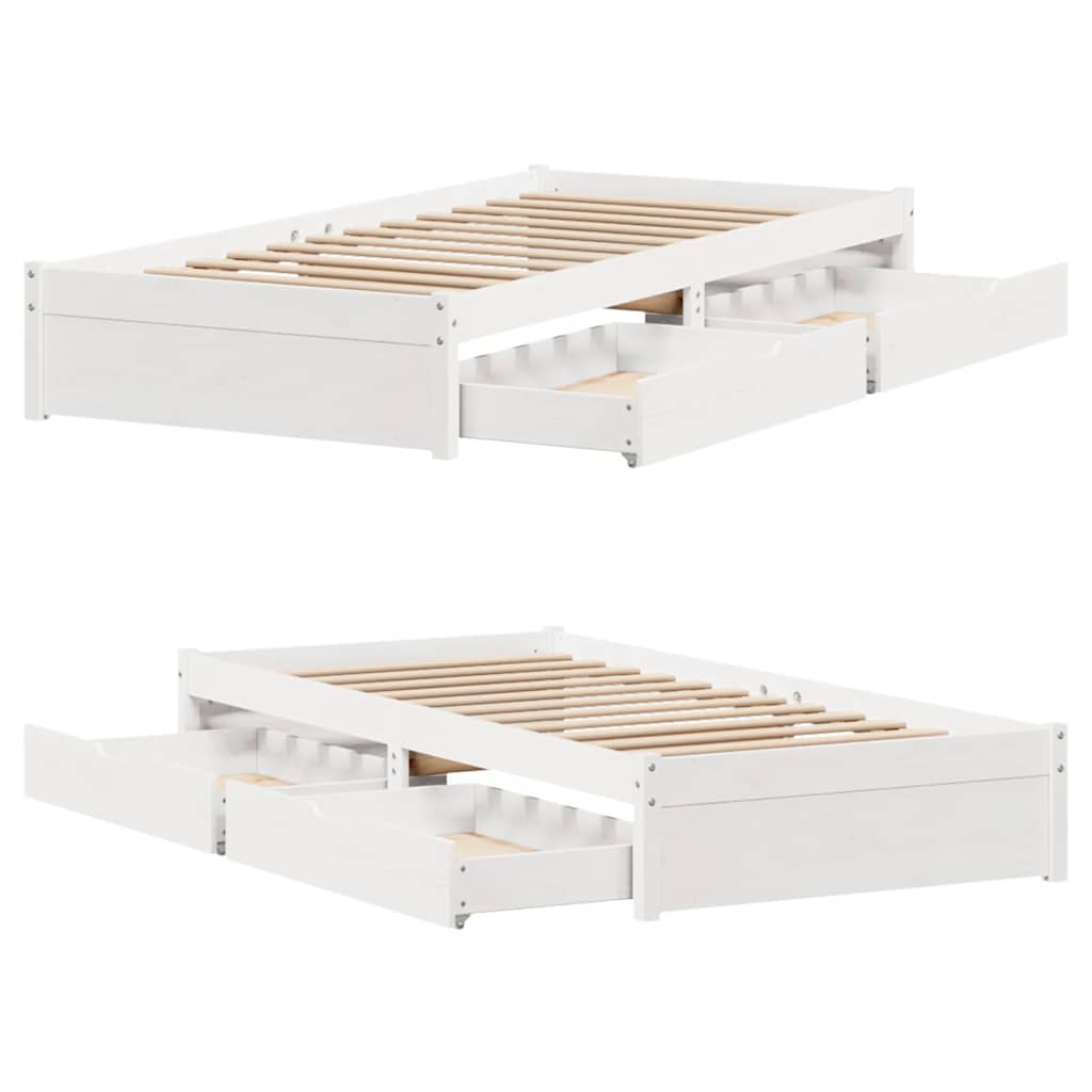 vidaXL Rama łóżka bez materaca, biała, 75x190 cm, lite drewno sosnowe
