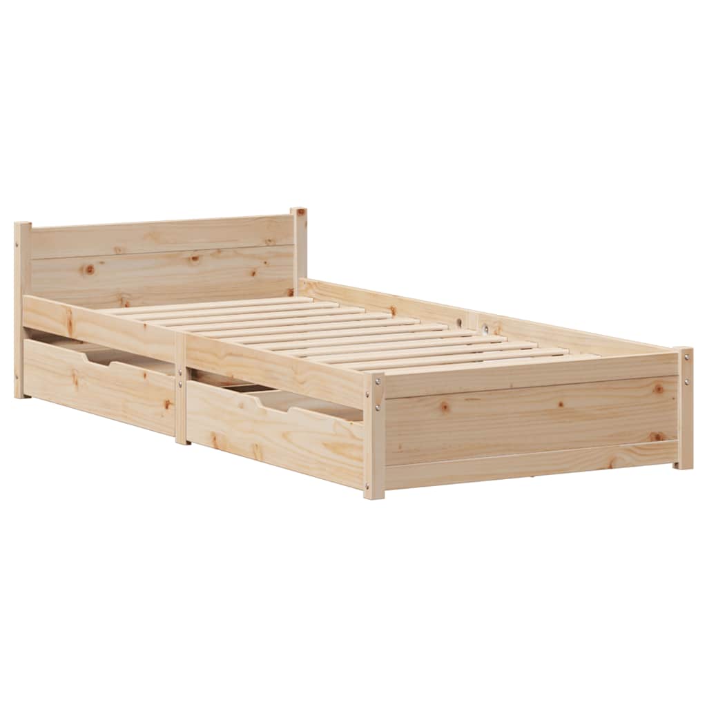 vidaXL Rama łóżka bez materaca, 75x190 cm, lite drewno sosnowe