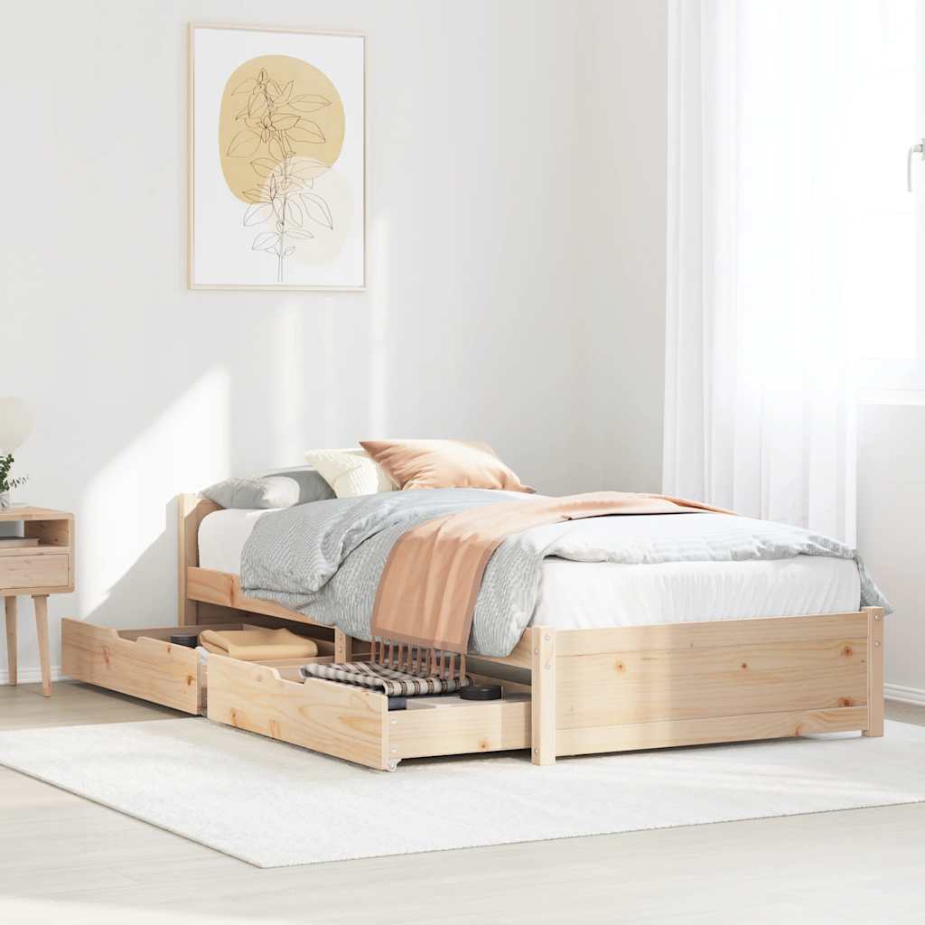 vidaXL Rama łóżka bez materaca, 75x190 cm, lite drewno sosnowe