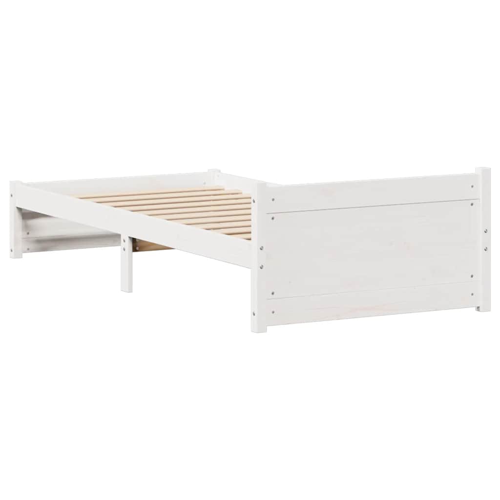 vidaXL Rama łóżka bez materaca, biała, 90x190 cm, lite drewno sosnowe