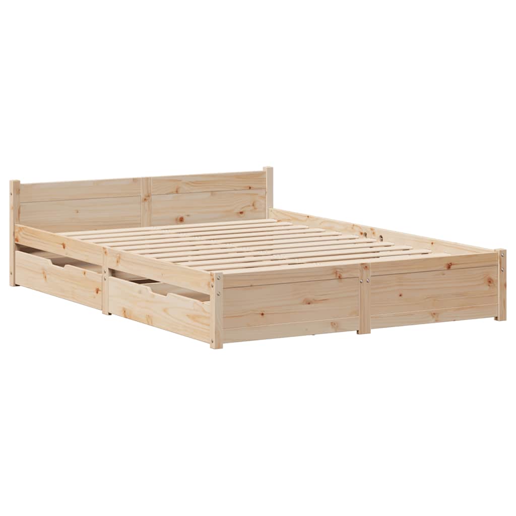vidaXL Rama łóżka bez materaca, 135x190 cm, lite drewno sosnowe