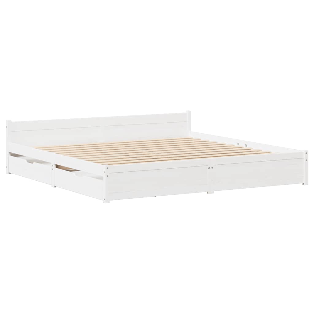 vidaXL Rama łóżka bez materaca, biała, 135x190 cm, lite drewno sosnowe