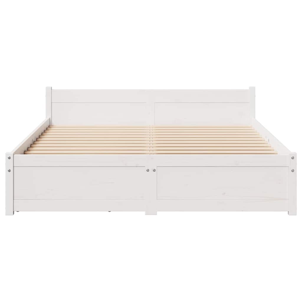 vidaXL Rama łóżka bez materaca, biała, 135x190 cm, lite drewno sosnowe