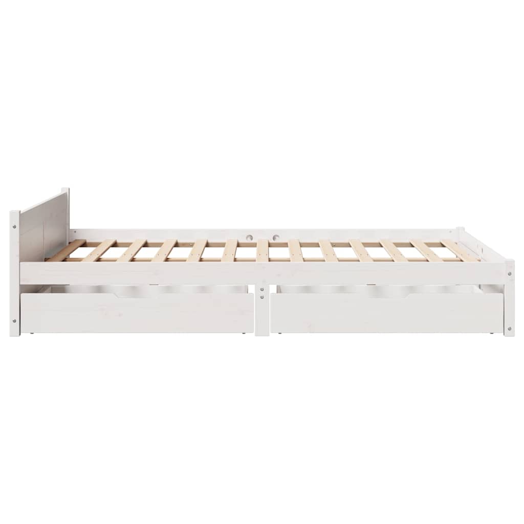 vidaXL Rama łóżka bez materaca, biała, 135x190 cm, lite drewno sosnowe
