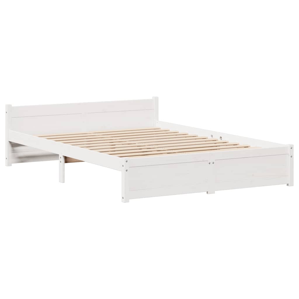vidaXL Rama łóżka bez materaca, biała, 140x190 cm, lite drewno sosnowe