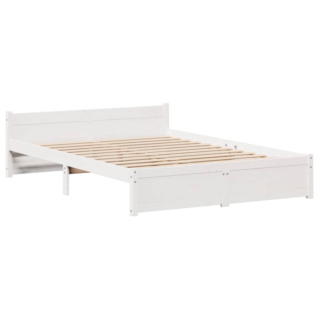 vidaXL Rama łóżka bez materaca, biała, 140x200 cm, lite drewno sosnowe