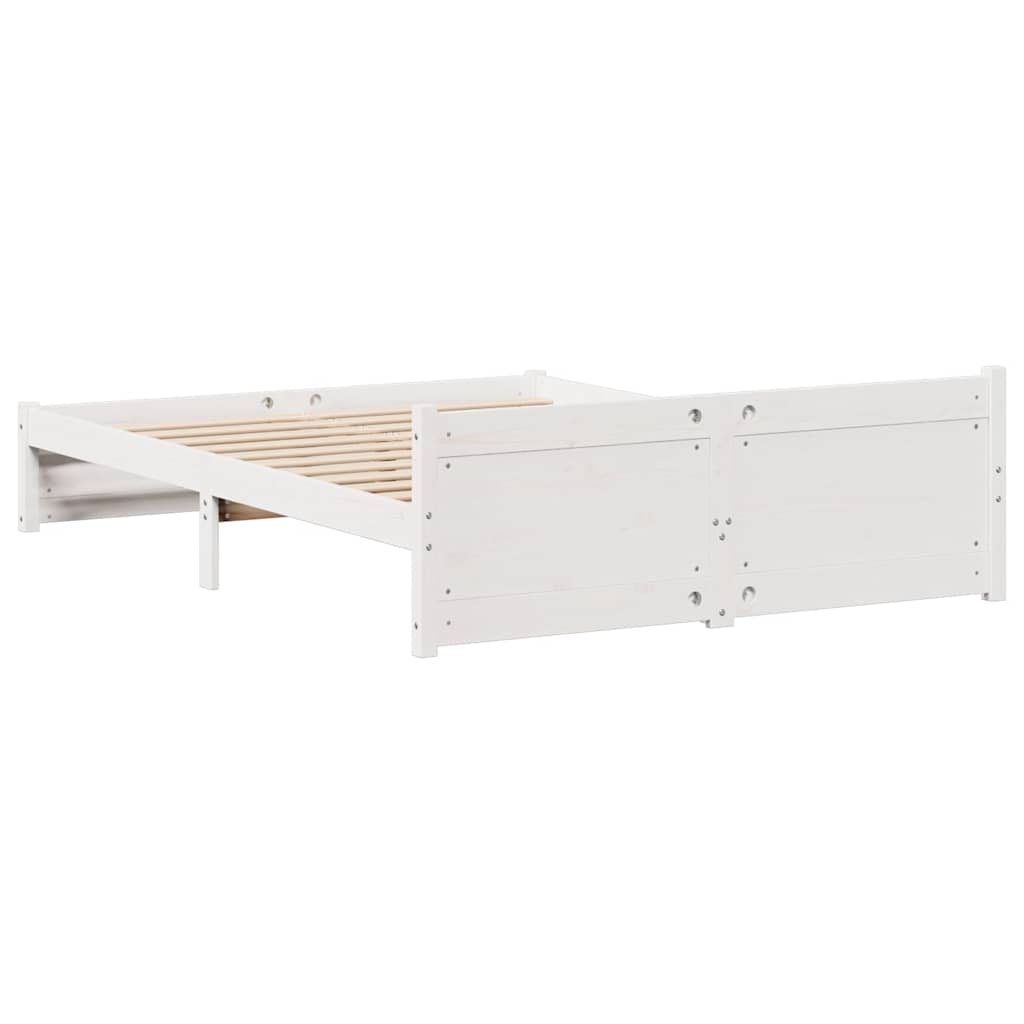 vidaXL Rama łóżka bez materaca, biała, 140x200 cm, lite drewno sosnowe