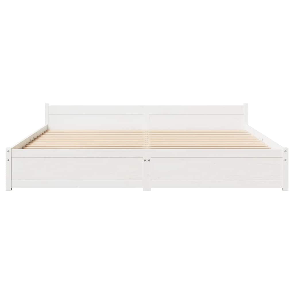 vidaXL Rama łóżka bez materaca, biała, 160x200 cm, lite drewno sosnowe