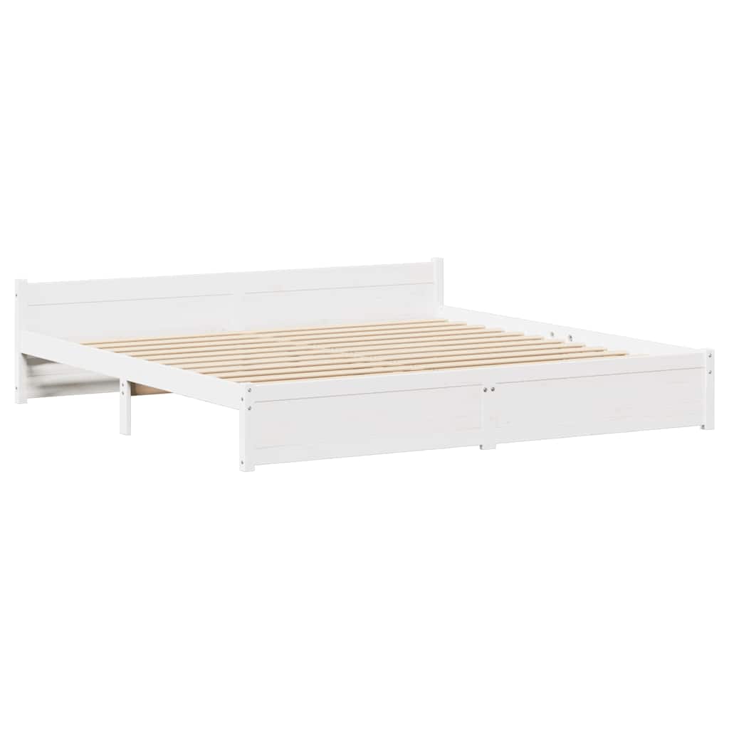 vidaXL Rama łóżka bez materaca, biała, 160x200 cm, lite drewno sosnowe