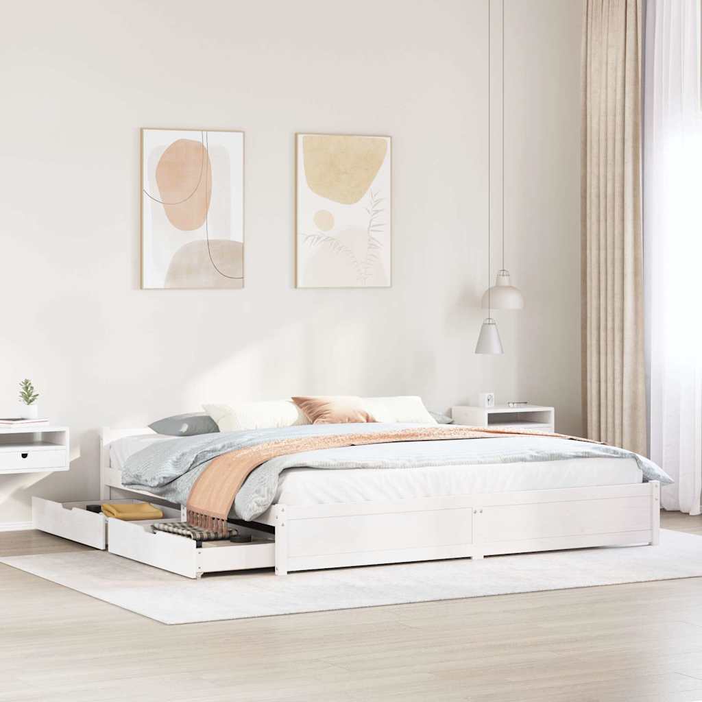 vidaXL Rama łóżka bez materaca, biała, 160x200 cm, lite drewno sosnowe