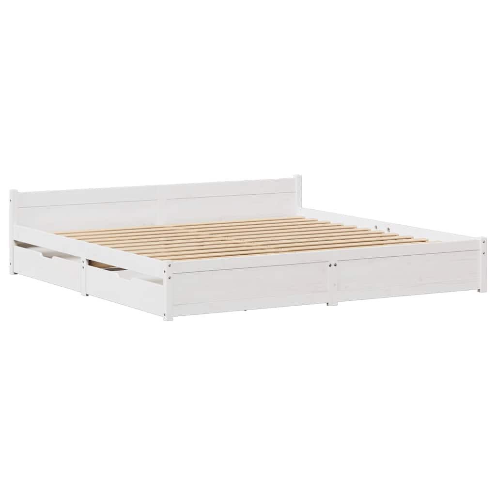 vidaXL Rama łóżka bez materaca, biała, 180x200 cm, lite drewno sosnowe