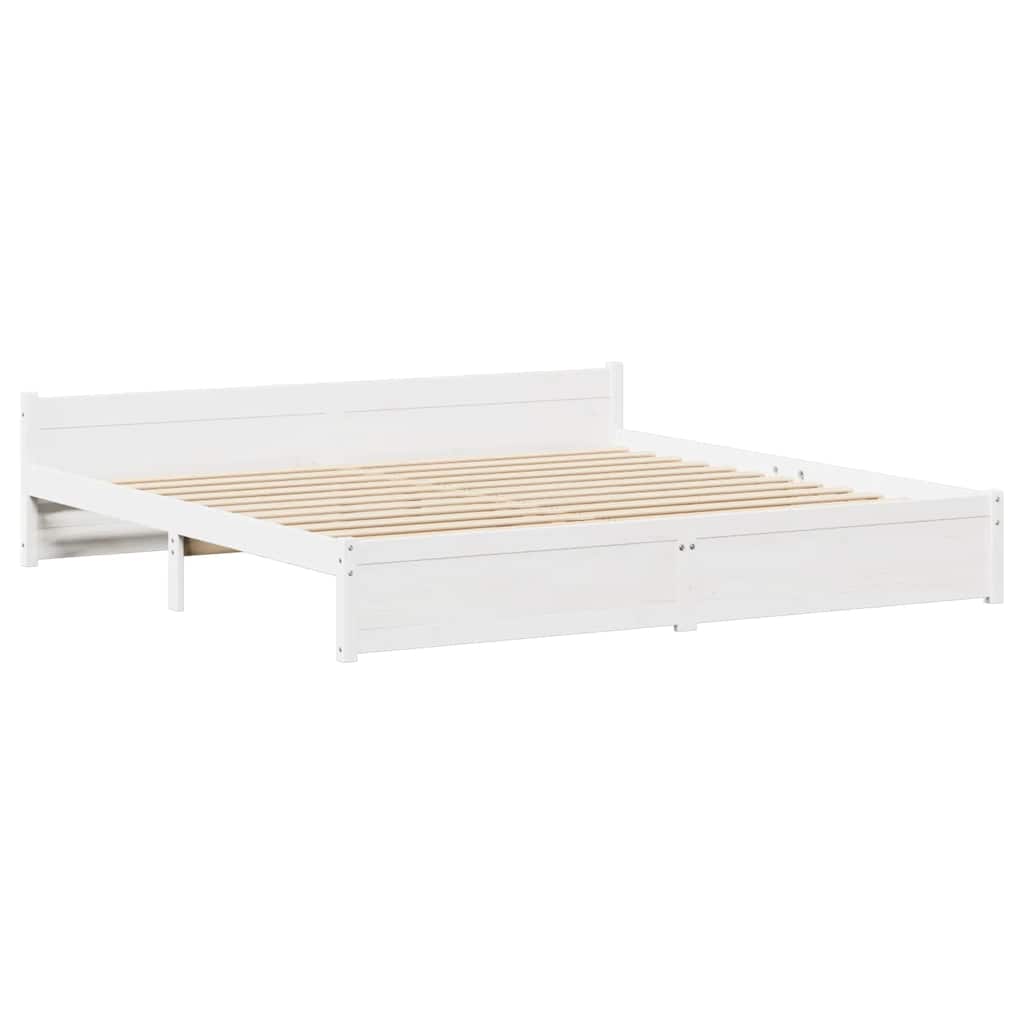 vidaXL Rama łóżka bez materaca, biała, 180x200 cm, lite drewno sosnowe
