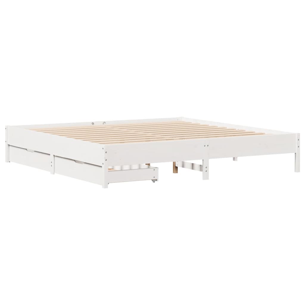 vidaXL Łóżko bez materaca, białe, 200x200 cm, lite drewno sosnowe