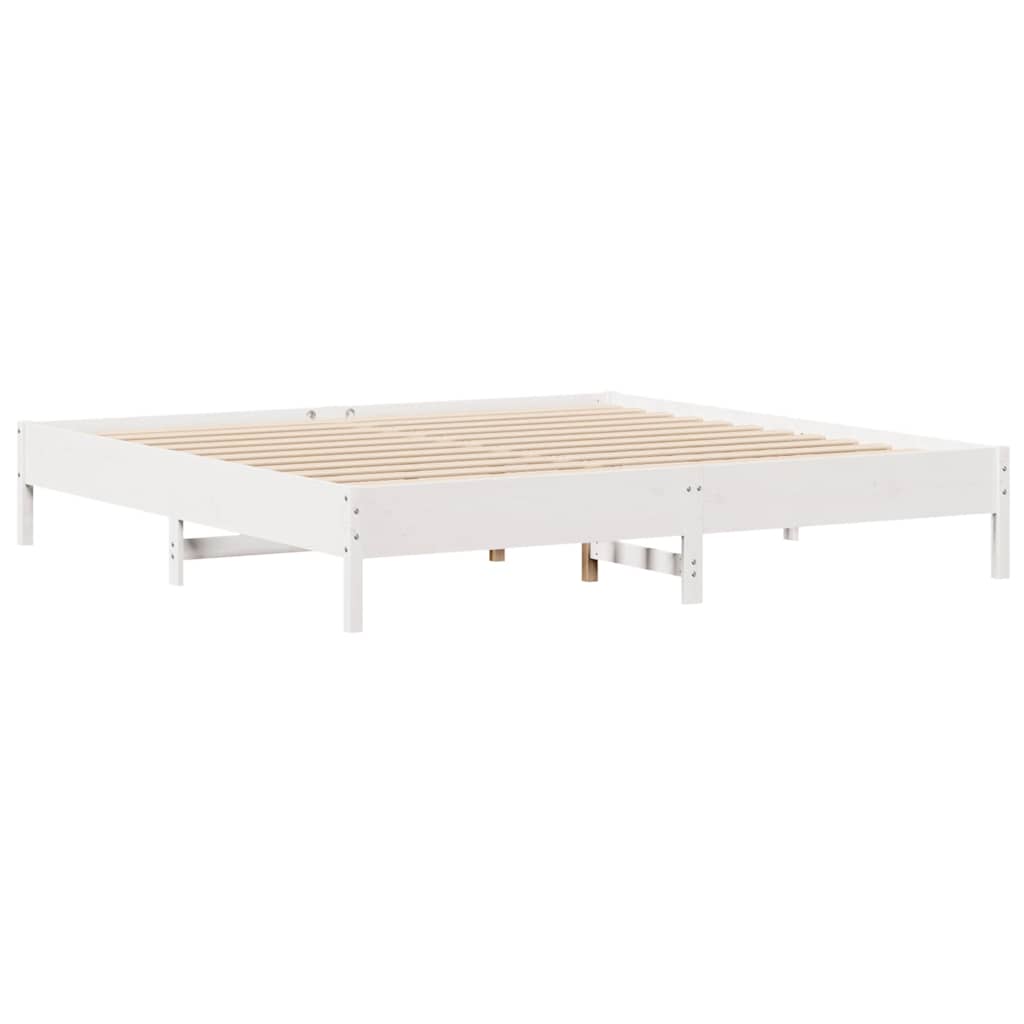 vidaXL Łóżko bez materaca, białe, 200x200 cm, lite drewno sosnowe
