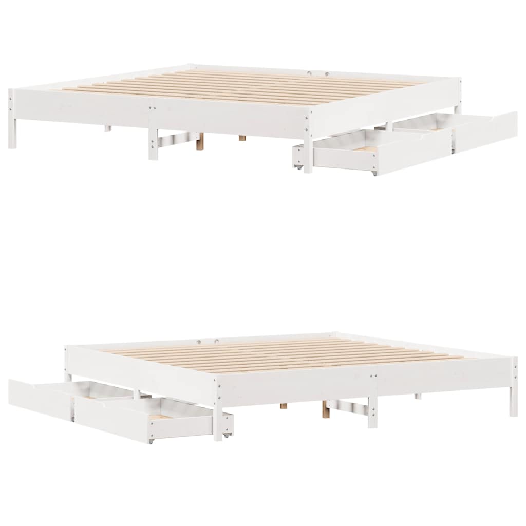 vidaXL Łóżko bez materaca, białe, 200x200 cm, lite drewno sosnowe