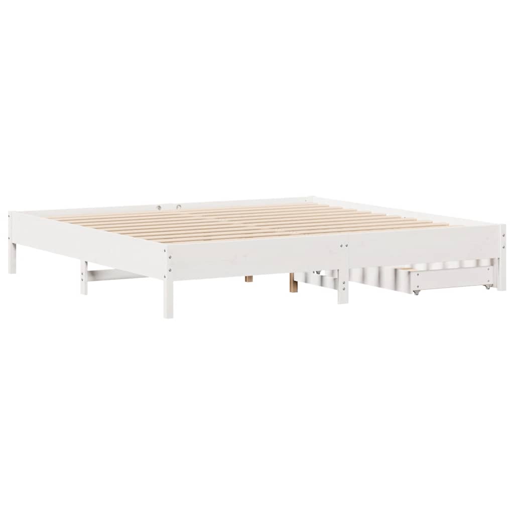 vidaXL Rama łóżka bez materaca, biała, 180x200 cm, lite drewno sosnowe