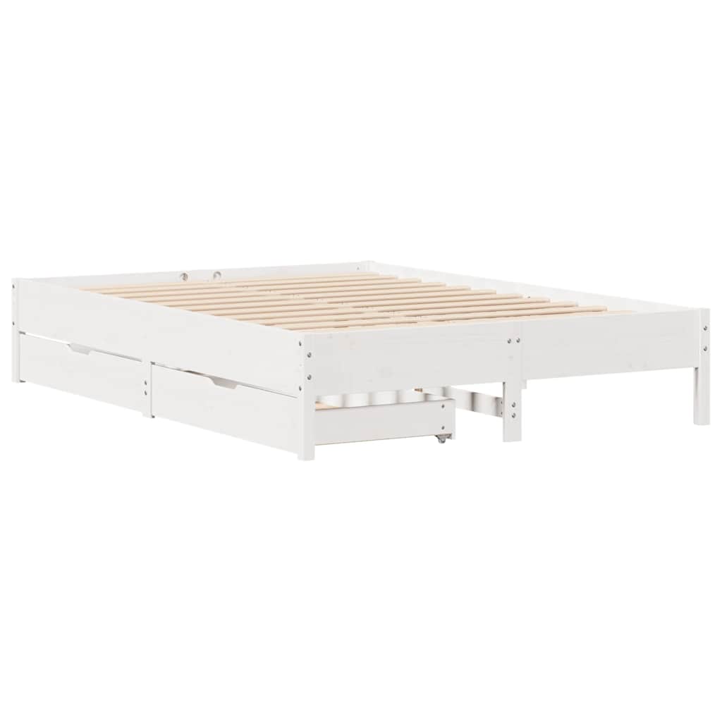 vidaXL Rama łóżka bez materaca, biała, 160x200 cm, lite drewno sosnowe