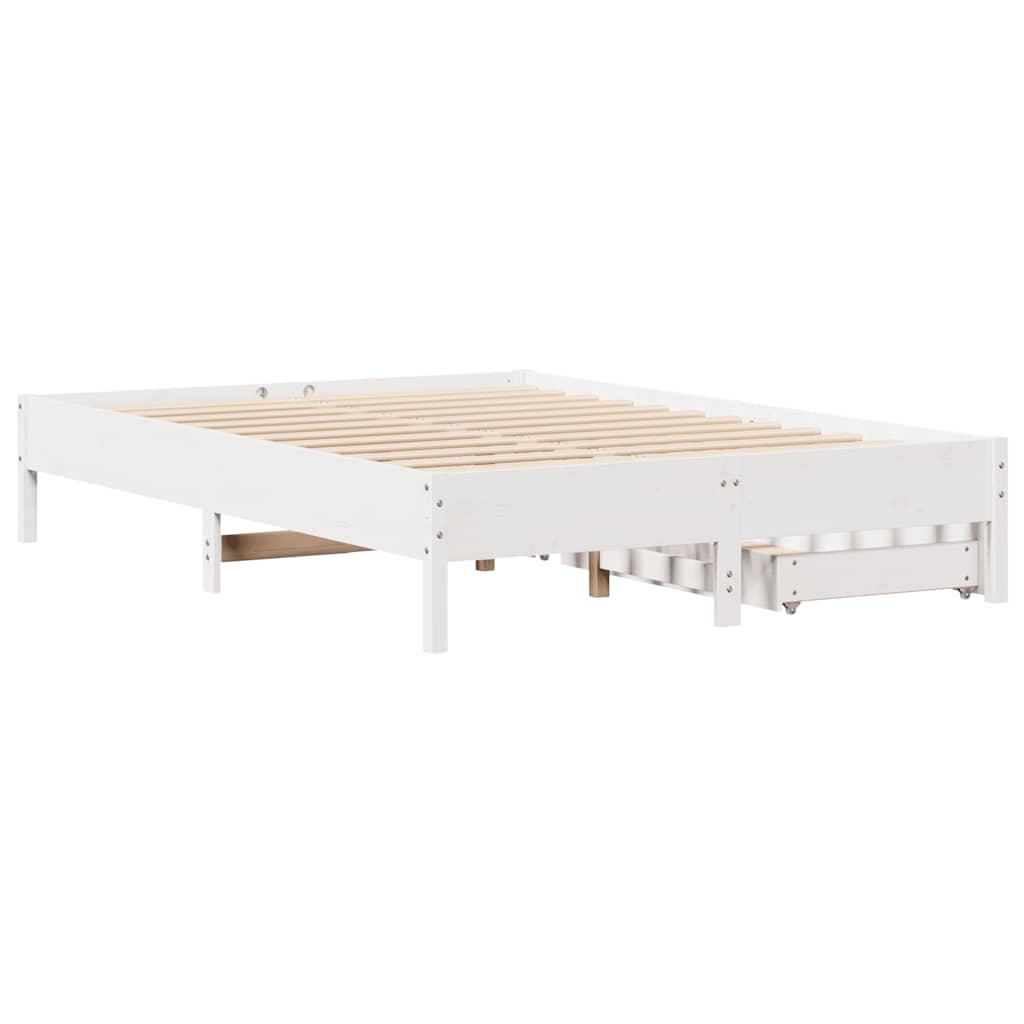 vidaXL Rama łóżka bez materaca, biała, 160x200 cm, lite drewno sosnowe