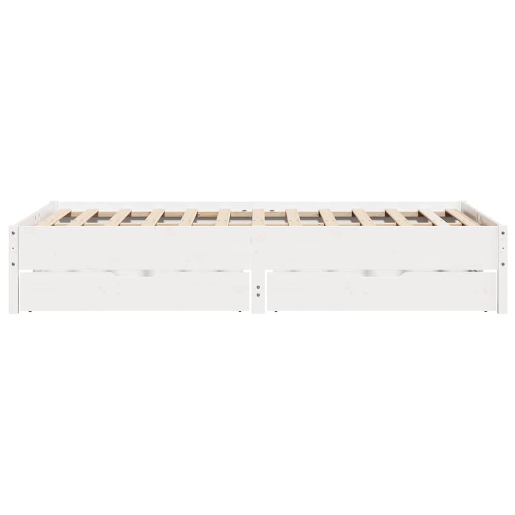 vidaXL Rama łóżka bez materaca, biała, 150x200 cm, lite drewno sosnowe