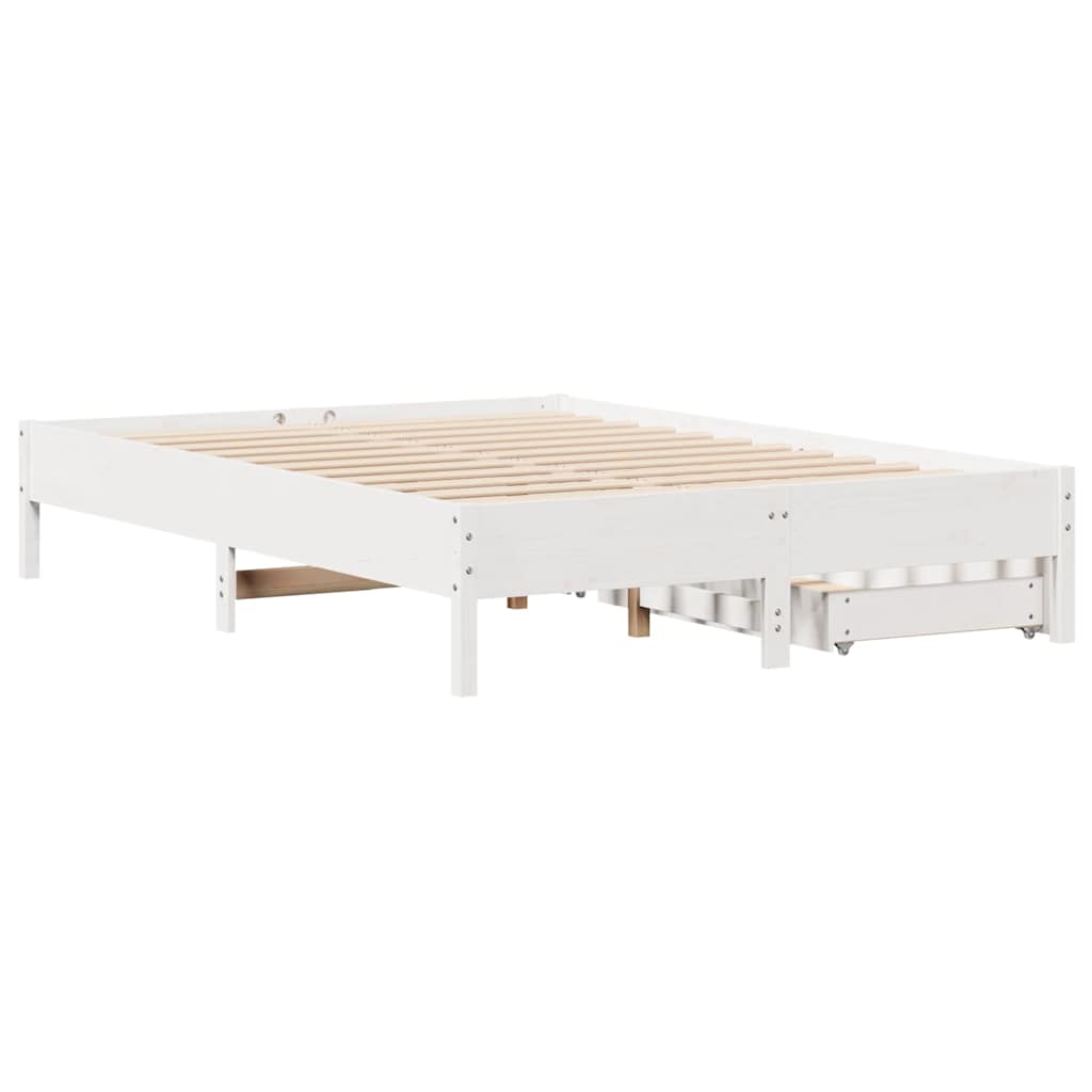 vidaXL Rama łóżka bez materaca, biała, 150x200 cm, lite drewno sosnowe