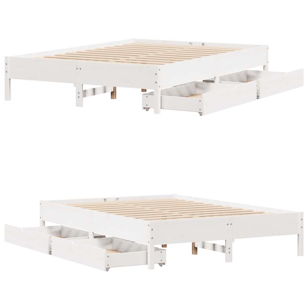 vidaXL Rama łóżka bez materaca, biała, 150x200 cm, lite drewno sosnowe
