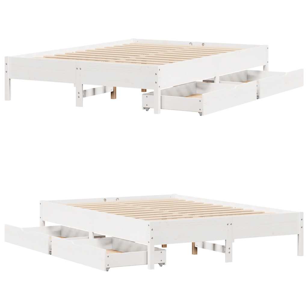 vidaXL Rama łóżka bez materaca, biała, 140x200 cm, lite drewno sosnowe