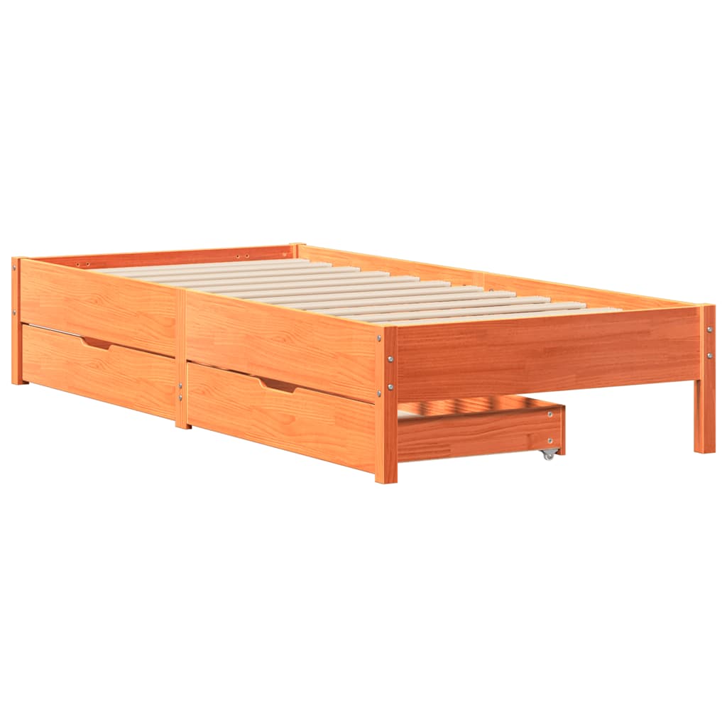 vidaXL Rama łóżka bez materaca, woskowy brąz, 100x200 cm, lita sosna