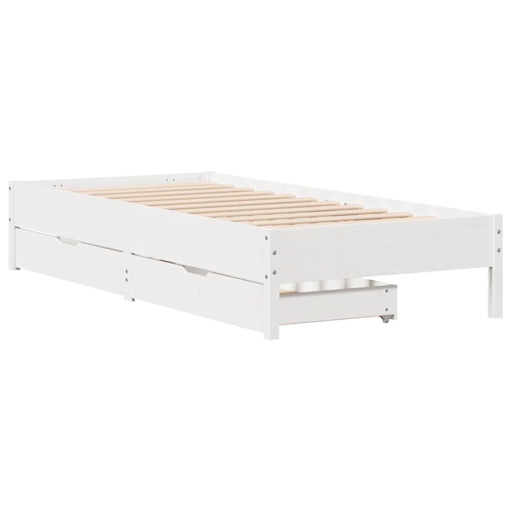 vidaXL Rama łóżka bez materaca, biała, 90x200 cm, lite drewno sosnowe