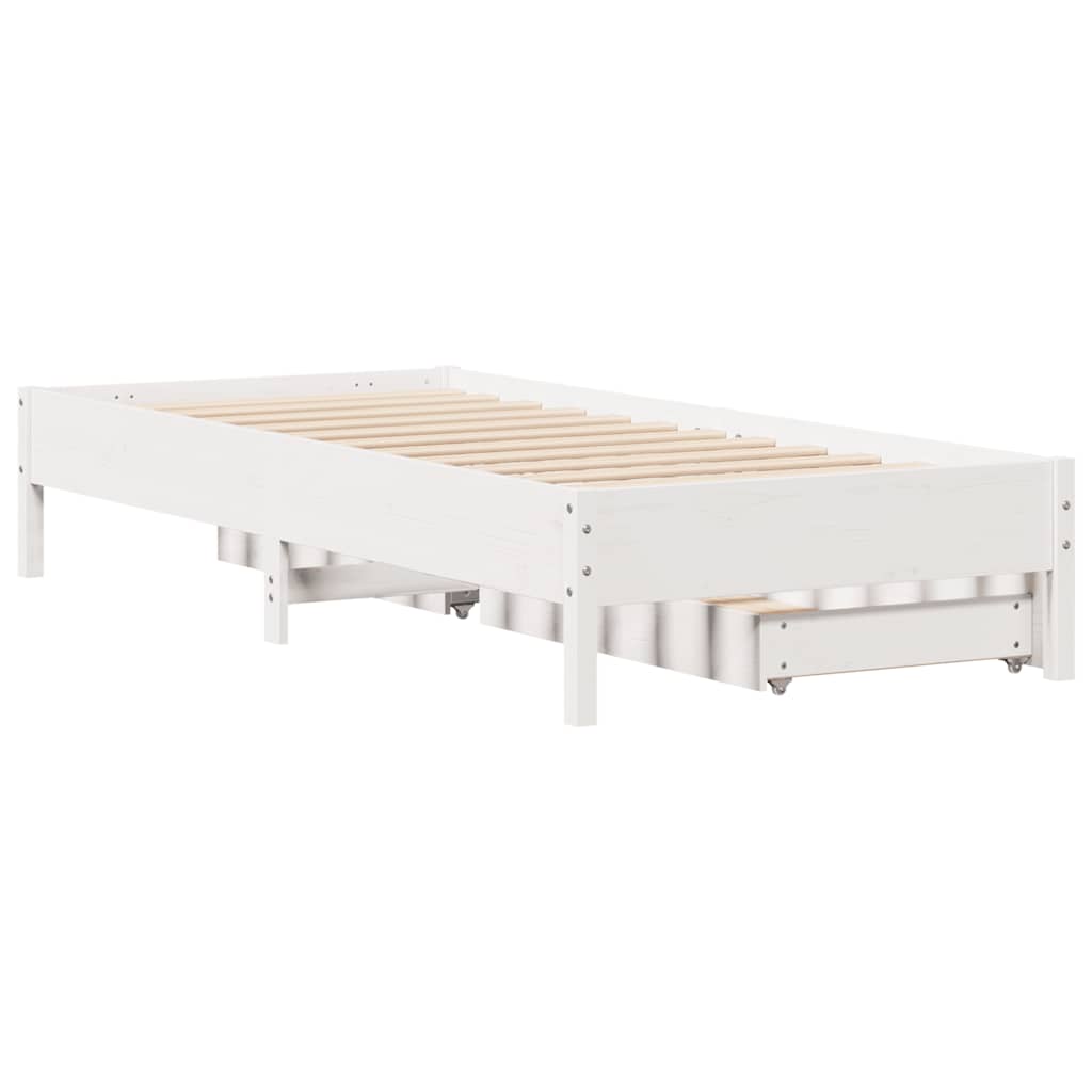 vidaXL Rama łóżka bez materaca, biała, 90x200 cm, lite drewno sosnowe