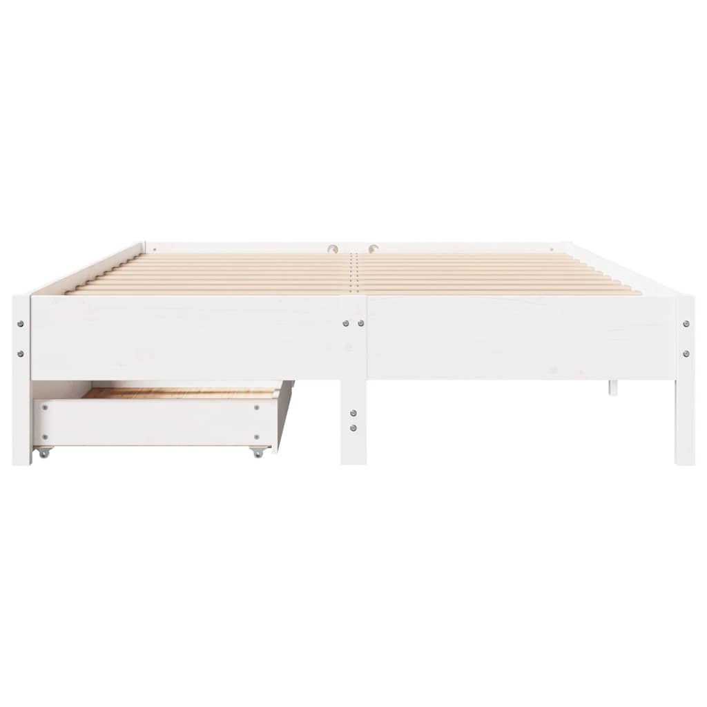 vidaXL Rama łóżka bez materaca, biała, 140x190 cm, lite drewno sosnowe