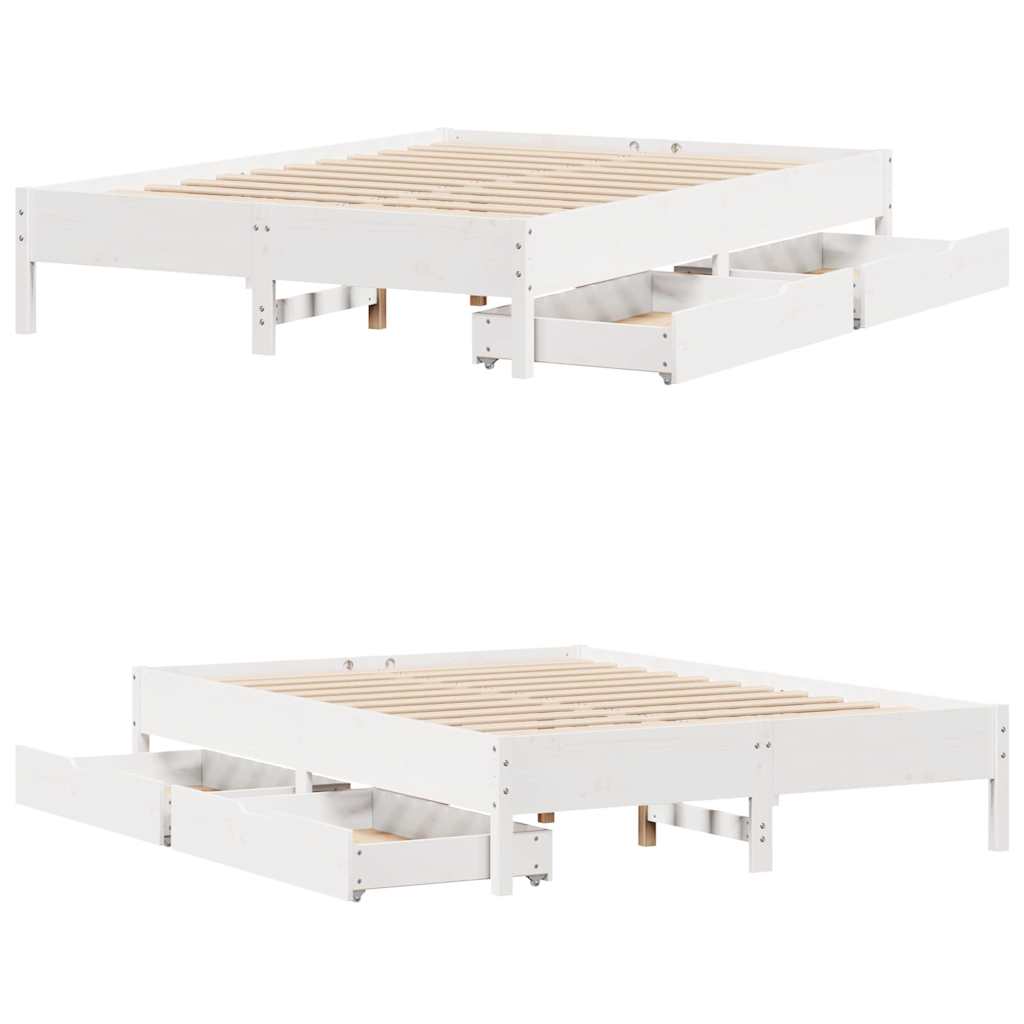 vidaXL Rama łóżka bez materaca, biała, 140x190 cm, lite drewno sosnowe