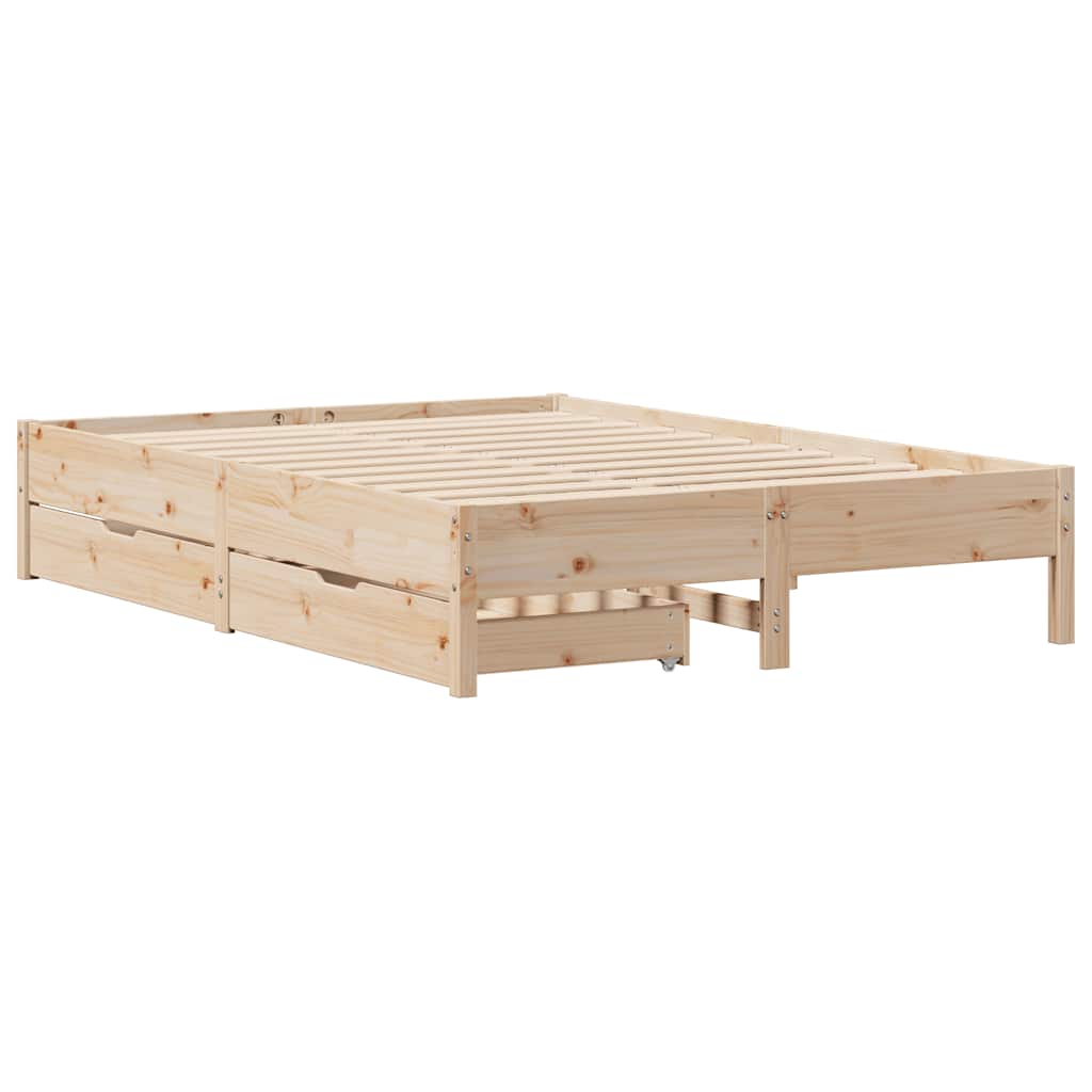 vidaXL Rama łóżka bez materaca, 135x190 cm, lite drewno sosnowe