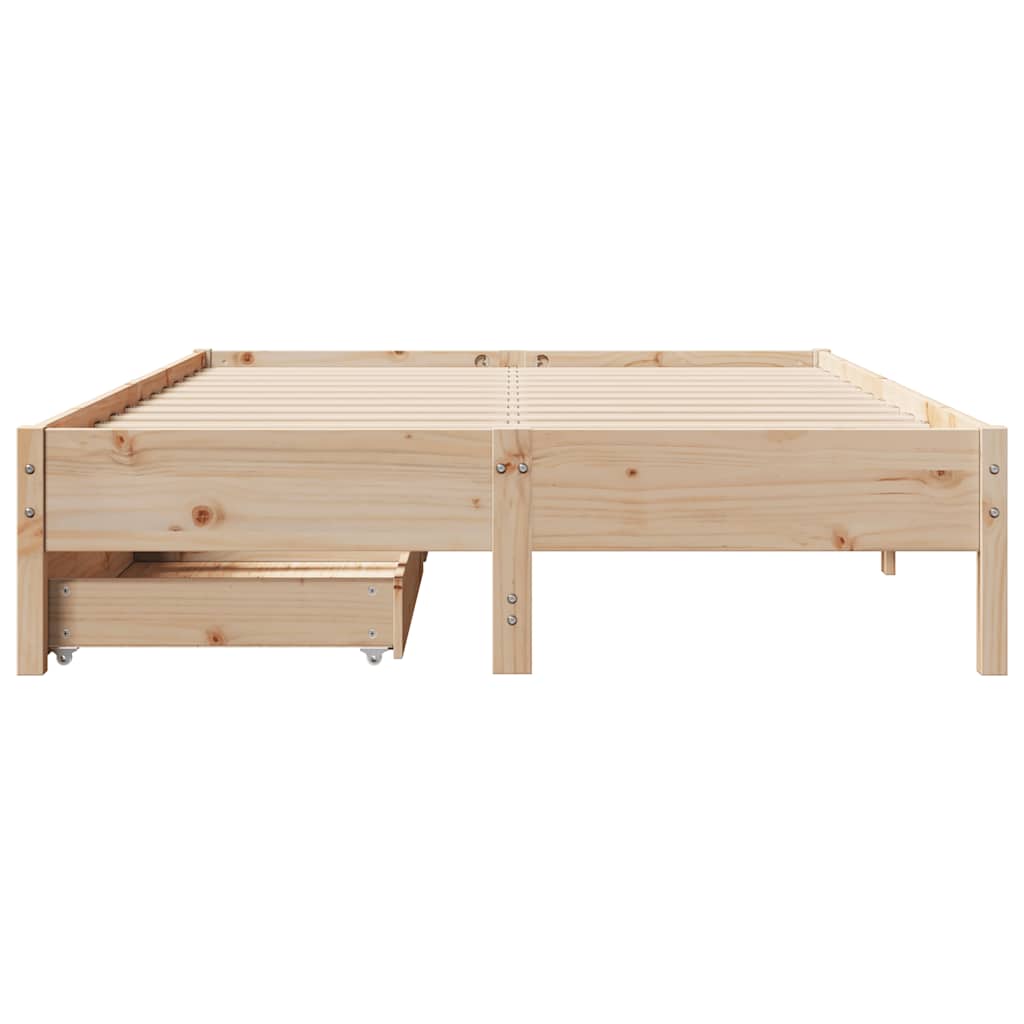 vidaXL Rama łóżka bez materaca, 135x190 cm, lite drewno sosnowe