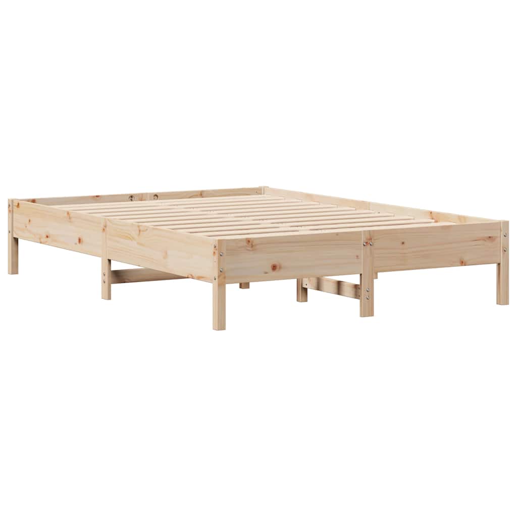 vidaXL Rama łóżka bez materaca, 135x190 cm, lite drewno sosnowe