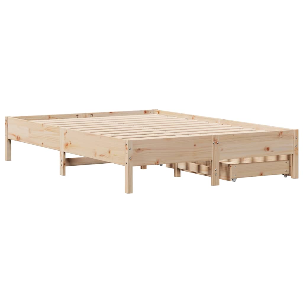 vidaXL Rama łóżka bez materaca, 135x190 cm, lite drewno sosnowe