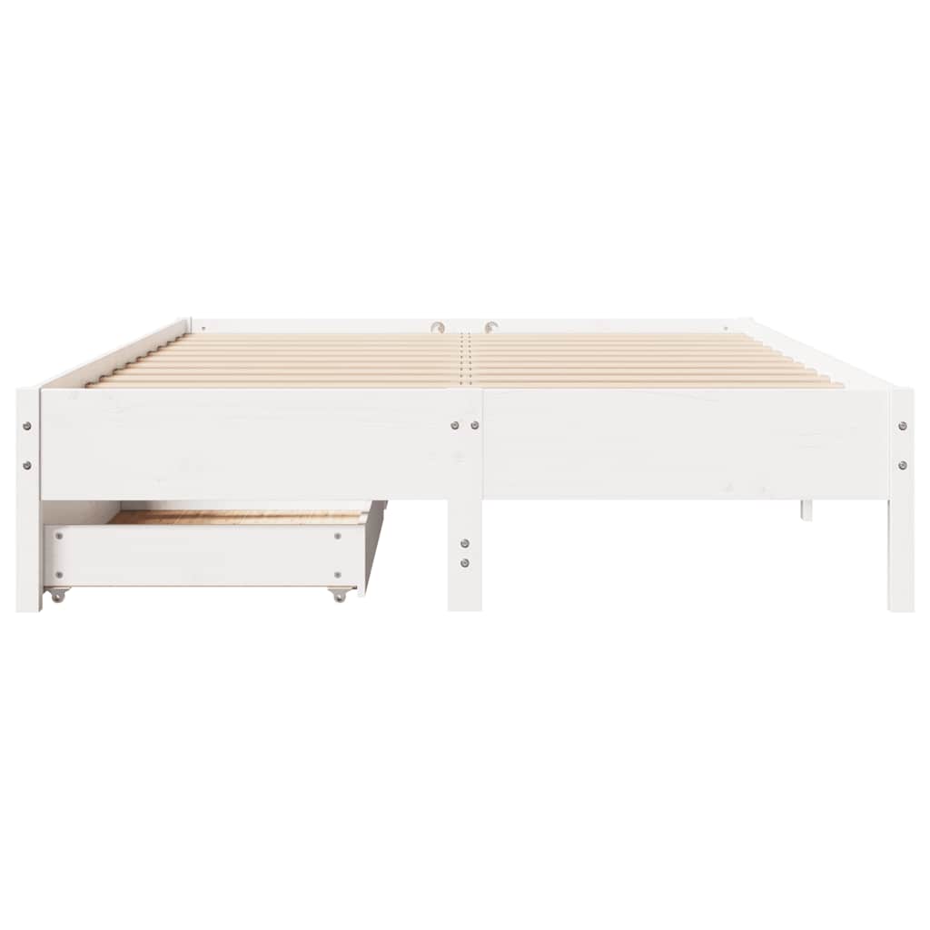 vidaXL Rama łóżka bez materaca, biała, 135x190 cm, lite drewno sosnowe