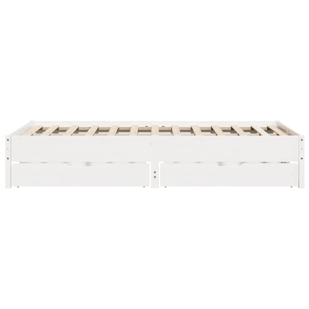 vidaXL Rama łóżka bez materaca, biała, 135x190 cm, lite drewno sosnowe