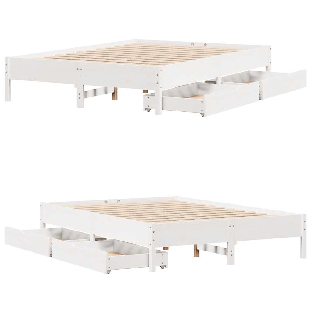 vidaXL Rama łóżka bez materaca, biała, 120x190 cm, lite drewno sosnowe