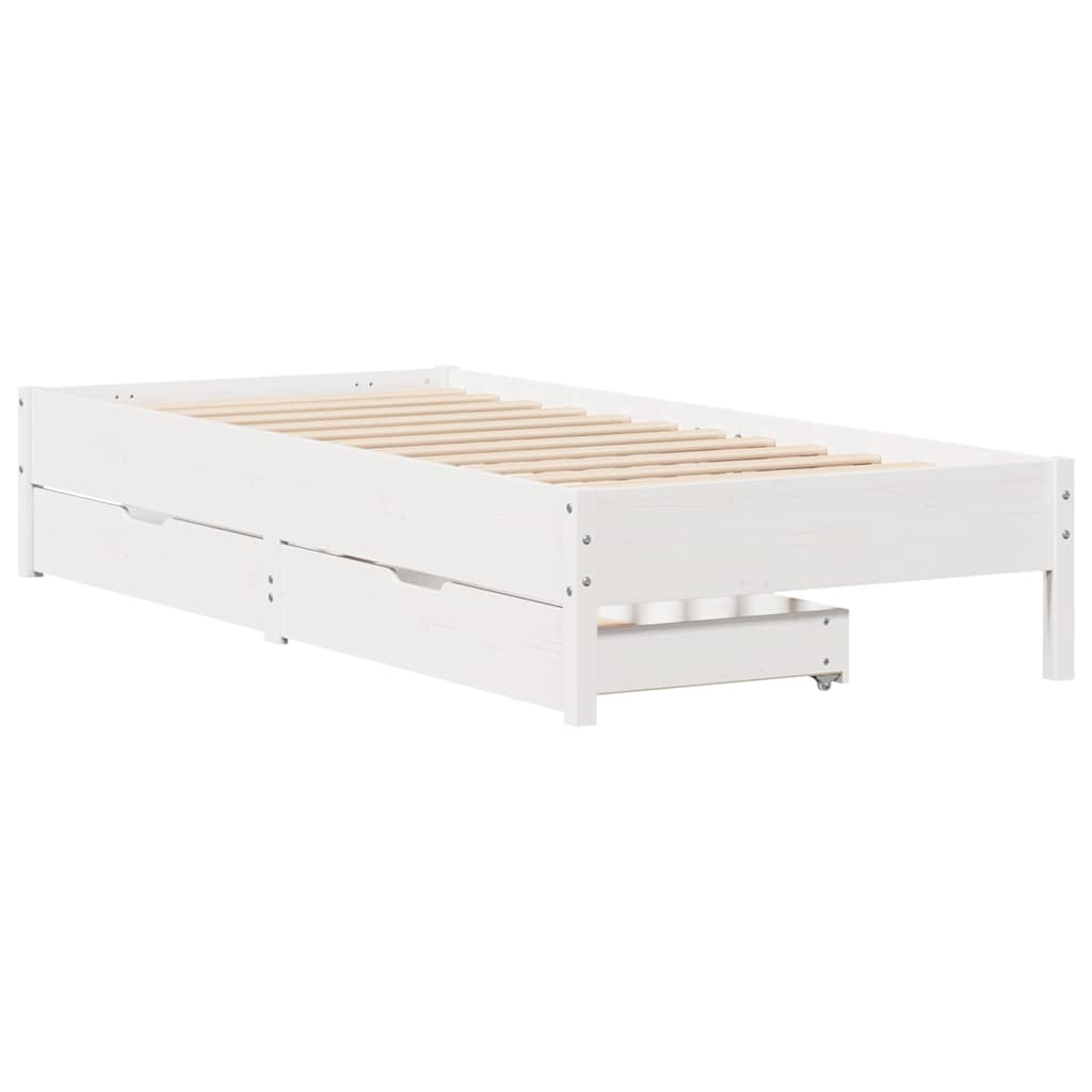 vidaXL Rama łóżka bez materaca, biała, 90x190 cm, lite drewno sosnowe