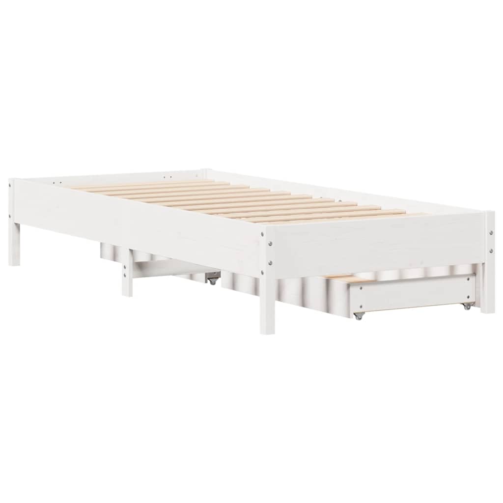 vidaXL Rama łóżka bez materaca, biała, 90x190 cm, lite drewno sosnowe
