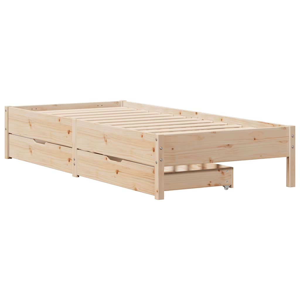 vidaXL Rama łóżka bez materaca, 75x190 cm, lite drewno sosnowe