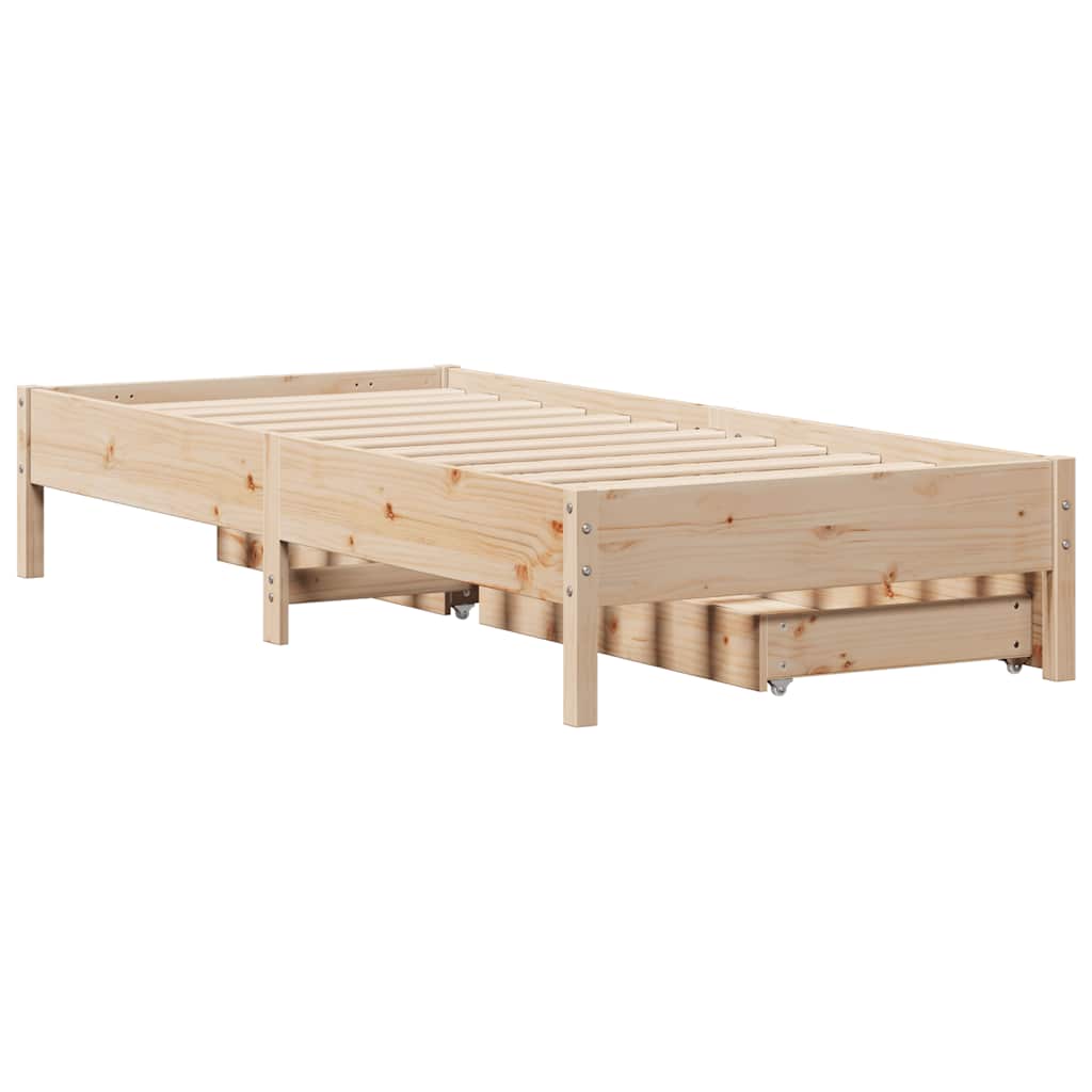 vidaXL Rama łóżka bez materaca, 75x190 cm, lite drewno sosnowe
