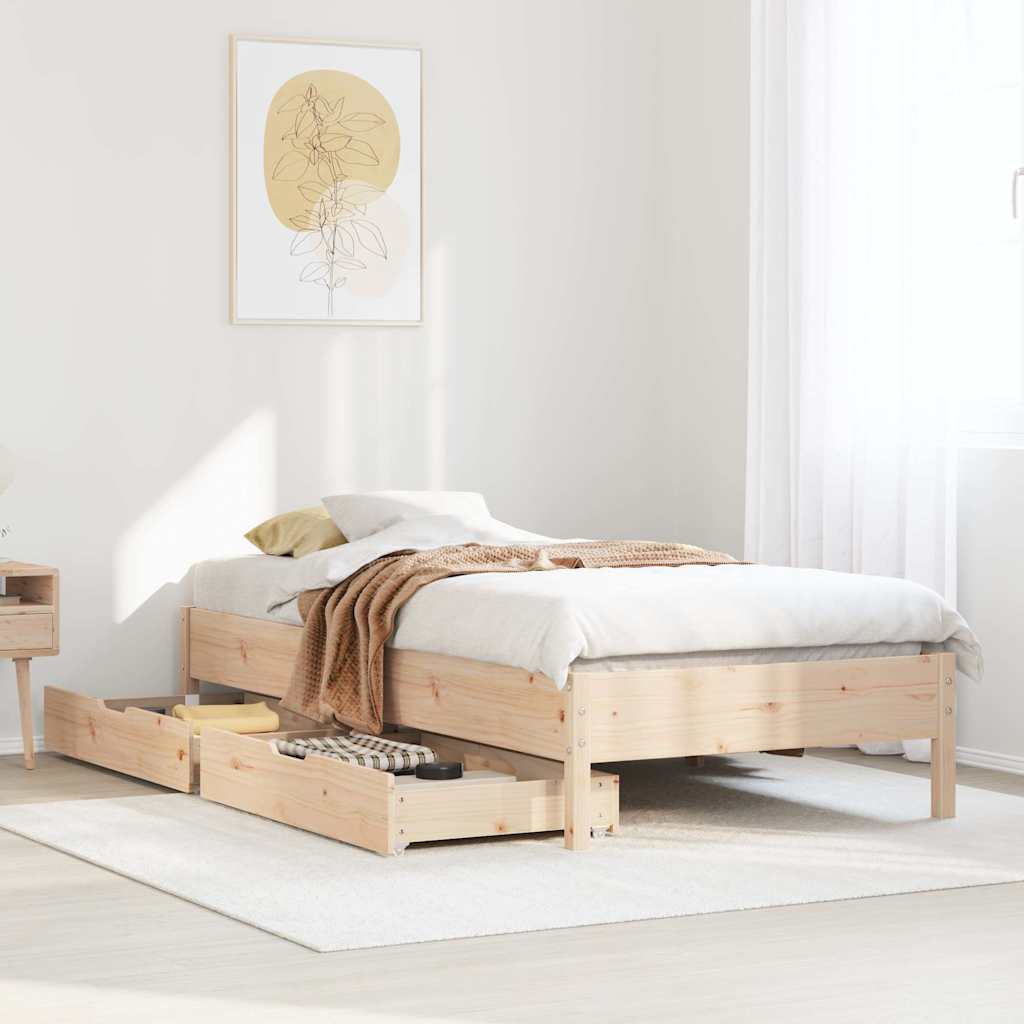 vidaXL Rama łóżka bez materaca, 75x190 cm, lite drewno sosnowe