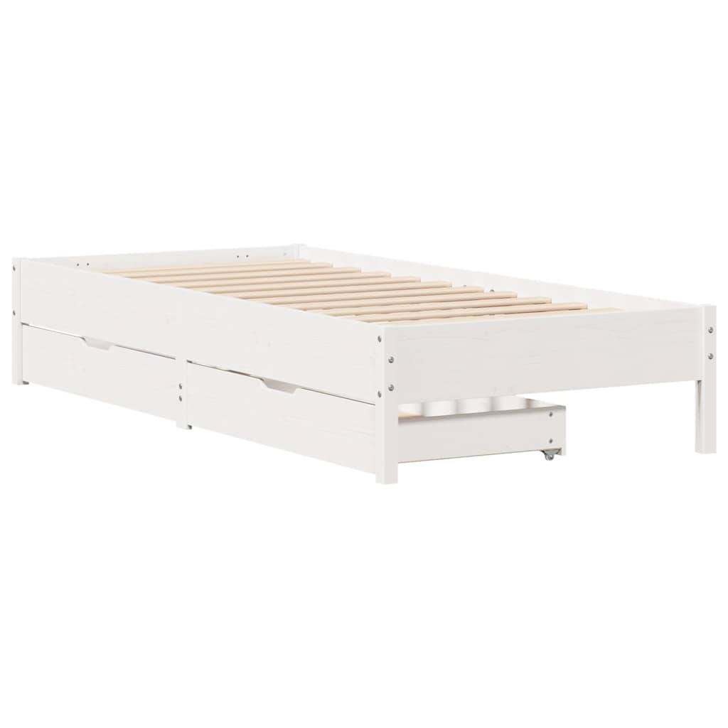 vidaXL Rama łóżka bez materaca, biała, 75x190 cm, lite drewno sosnowe